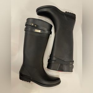 Tommy Hilfiger Black Coree Tall Rubber Rain Boots | Size 8